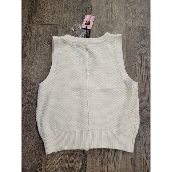 Sincerely Jules NWT Sweater Vest Ivory Cream Button Front Cable Knit Small - Picture 4 of 4